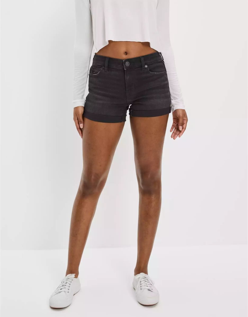 Shorts American Eagle AE Ne(x)t Level Denim Midi Noir Femme | JGP-72328334